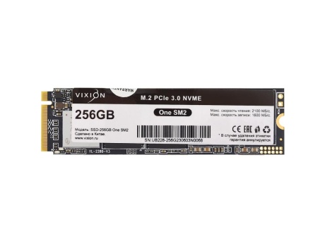 SSD M.2 NVMe накопитель Vixion 256Gb One SM2, PCI-E 3.x x4, SMI2263XT, R:2100MB/S, W:1600MB/S