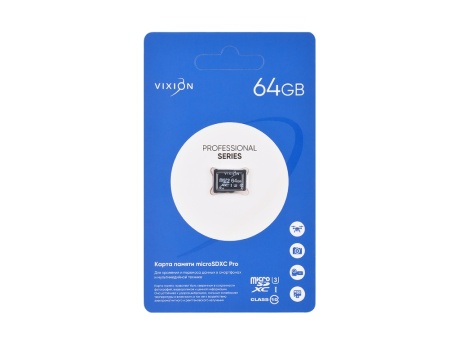 Карта памяти MicroSDXC Pro 64GB VIXION Class 10 UHS-I U3 без адаптера 