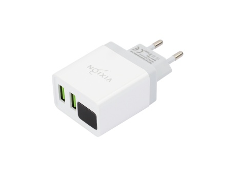 СЗУ VIXION L12 (2-USB/3.1A) с дисплеем (белый)