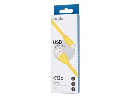 Кабель USB VIXION (K12c) Type-C (1м) силиконовый (желтый)