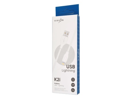Кабель USB VIXION (K2i) для iPhone Lightning 8 pin (2м) (белый)