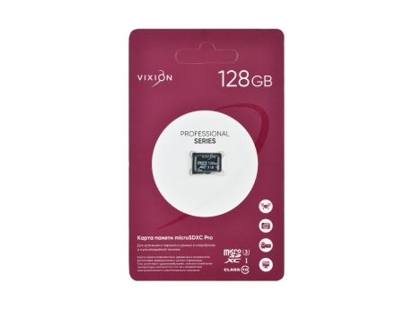 Карта памяти MicroSDXC Pro 128GB VIXION Class 10 UHS-I U3 без адаптера 
