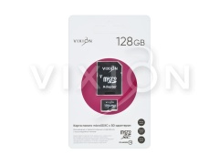 Карта памяти MicroSD 128GB VIXION Class 10 с SD адаптером
