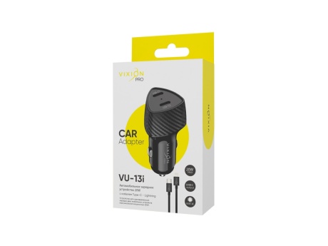 АЗУ VIXION PRO VU-13i (2-Type-C PD 20W) 20W max + Lightning кабель (1м) (черный)