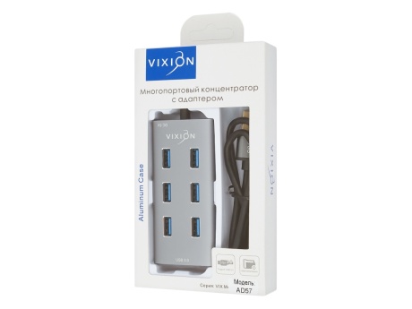 Разветвитель VIXION (AD57) USB - 7 USB (серый)