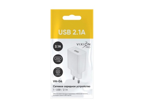 СЗУ VIXION PRO VH-06 (1-USB/2.1A) (белый)