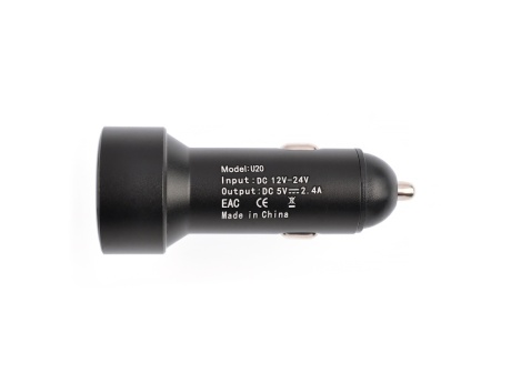 АЗУ VIXION U20 (2-USB/2.4A) длинный блок металл с LCD (черный)