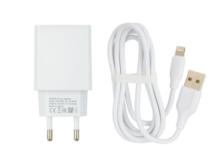 СЗУ VIXION L7i (2-USB/2.1A) + Lightning кабель 1м (белый)