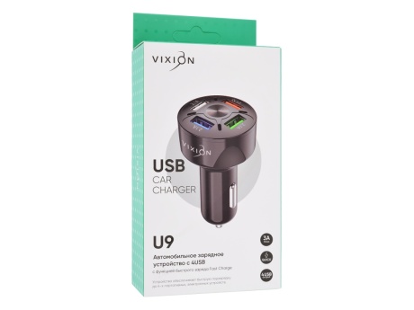 АЗУ VIXION U9 Quick Charger 3.0 (1-USB QC 3.0/3-USB 2.1A) (черный)