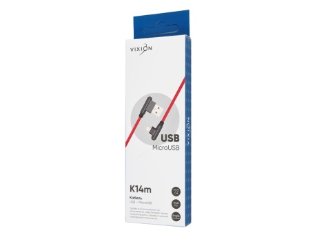 Кабель USB VIXION (K14m) microUSB (1м) (красный/графит)