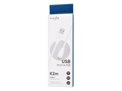 Кабель USB VIXION (K2m) microUSB (2м) (белый)