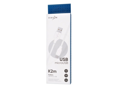 Кабель USB VIXION (K2m) microUSB (2м) (белый)