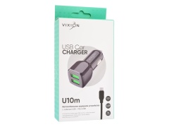 АЗУ VIXION U10m (2-USB/2.1A) + micro USB кабель 1м (черный)