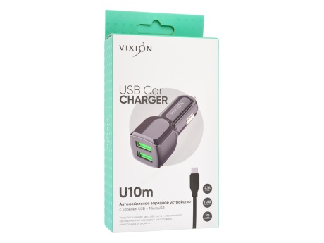 АЗУ VIXION U10m (2-USB/2.1A) + micro USB кабель 1м (черный)