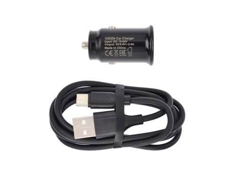 АЗУ VIXION U21c (2-USB/2.4A) + Type-C кабель кабель 1м короткий блок (черный)