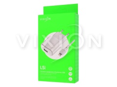 СЗУ VIXION L5i (1-USB/2.1A) + Lightning кабель 1м (белый)
