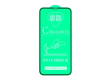 Защитное стекло керамическое для iPhone X/Xs/11 Pro (черный) (VIXION)