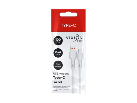 Кабель USB VIXION PRO (VX-17c) Type-C (1м) (белый)