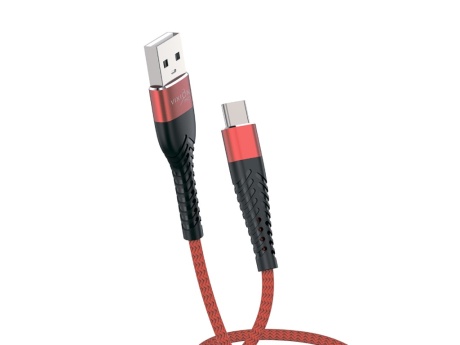 Кабель USB VIXION PRO (VX-26c) Type-C текстильный (1м) (красный)