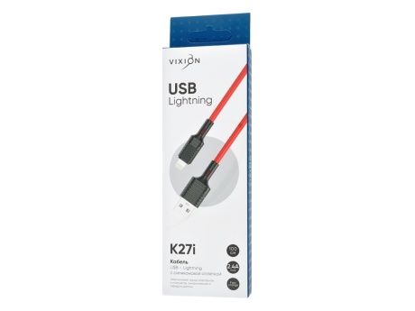 Кабель USB VIXION (K27i) для iPhone Lightning 8 pin (1м) (красный)