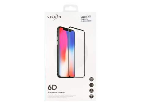 Защитное стекло 6D для iPhone 13/13 Pro/14 (черный) (VIXION)