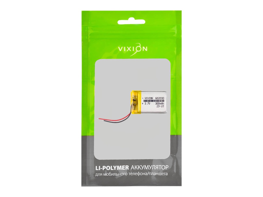 Аккумулятор универсальный 60х20х30 mm 300mAh (3,7V Li-Pol) (Vixion)