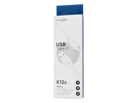 Кабель USB VIXION (K12c) Type-C (1м) силиконовый (белый)