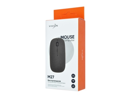 Мышь беспроводная аккумуляторная с бесшумным нажатием VIXION M27 (черный)