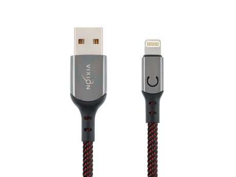 Кабель USB VIXION (K9i Ceramic) для iPhone Lightning 8 pin (1м) (черно/красный)