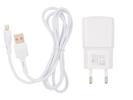 СЗУ VIXION L5i (1-USB/2.1A) + Lightning кабель 1м (белый)