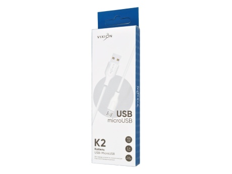 Кабель USB VIXION (K2m) microUSB (1м) (белый)