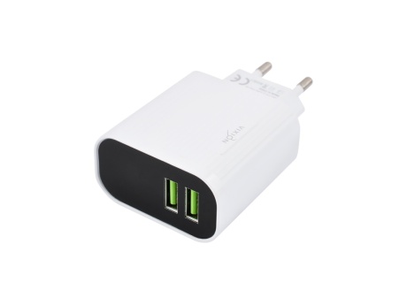 СЗУ VIXION L15 (2-USB/3.1A) с дисплеем (белый)