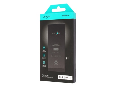 Аккумулятор для iPhone 5S/5C (Vixion) усиленная (1800 mAh) с монтажным скотчем