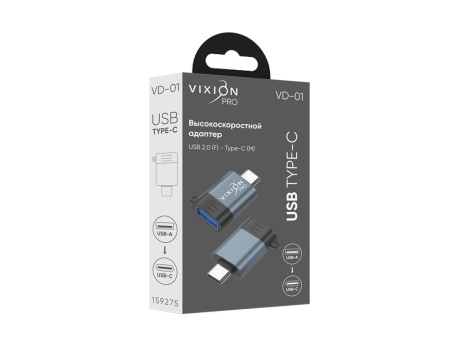 Адаптер VIXION PRO VD-01 USB2.0 - Type-C (серый)