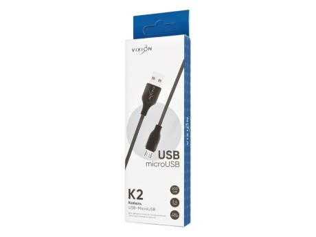 Кабель USB VIXION (K2m) microUSB (2м) (черный)