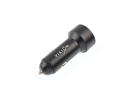 АЗУ VIXION U20 (2-USB/2.4A) длинный блок металл с LCD (черный)