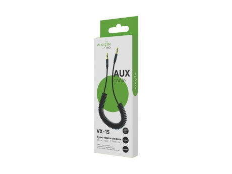 Кабель AUX VIXION PRO (VX-15) 2 x Jack 3,5 (M) спираль (2м) (черный)