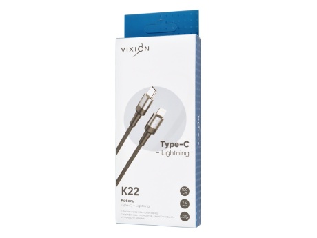 Кабель Type-C VIXION (K22i) Power Delivery для iPhone Lightning 8 pin (1м) (черный)