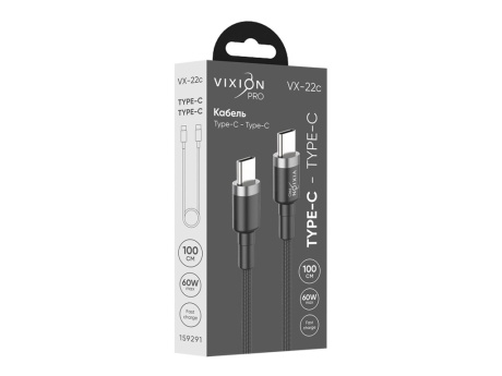 Кабель Type-C VIXION PRO (VX-22c) Type-C 60W (1м) (черный)