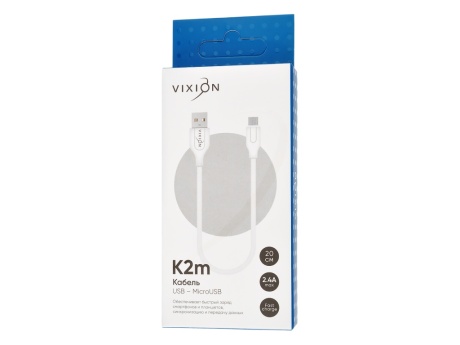 Кабель USB VIXION (K2m) microUSB (20см) (белый)