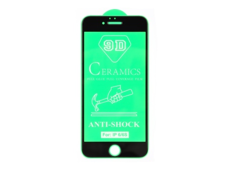Защитное стекло керамическое для iPhone 6/6S (черный) (VIXION)