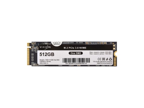 SSD M.2 NVMe накопитель Vixion 512Gb One SM2, PCI-E 3.x x4, SMI2263XT, R:2300MB/S, W:1600MB/S