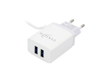 СЗУ VIXION L8 micro USB (2-USB/2.4A) 1.2м (белый)